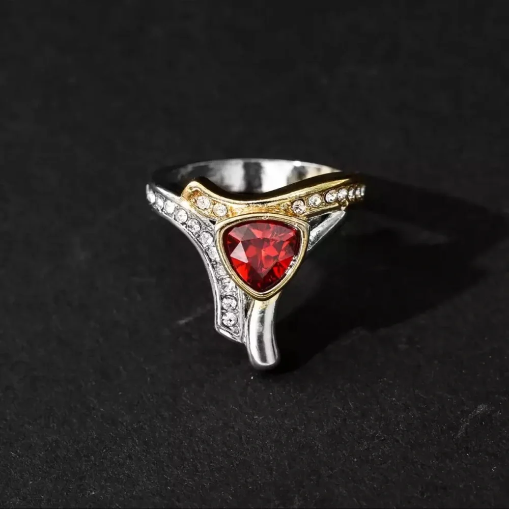 New S925 Sterling Silver 14K gold Two-Color Natural Ruby & White Sapphire Ring